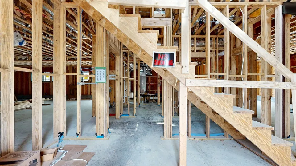 Ossature en bois en construction dans l’exemple Matterport de VHT.